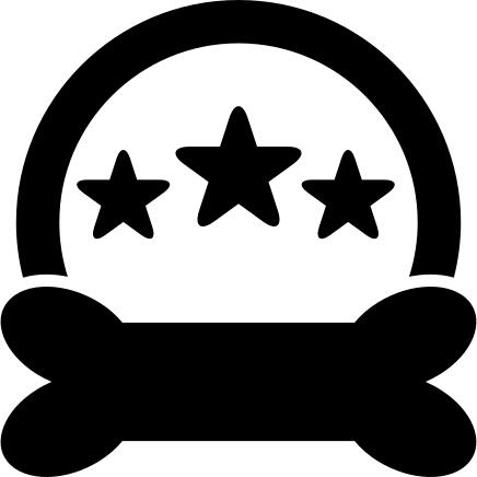 Pet hotel symbols of three stars a semicircle and a bone black shape