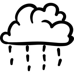 Cloud of rain with raindrops falling handmade symbol