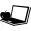 Open laptop with an apple