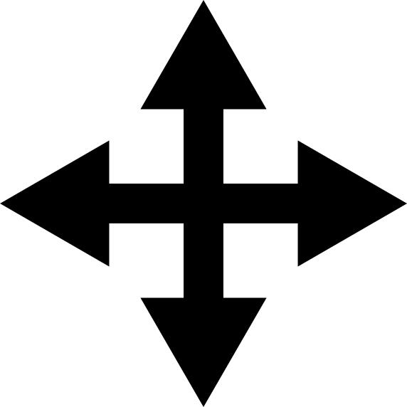 Move an object four arrows interface symbol