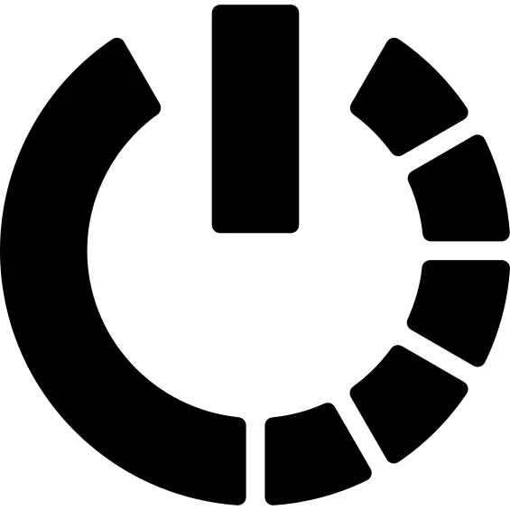 Power symbol variant with half circle of broken line