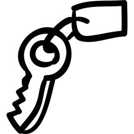 Handmade labeled key outlined symbol