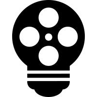 Lightbulb with cinema film reel
