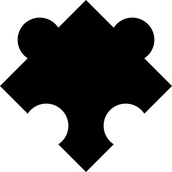 Black puzzle piece rotated shape