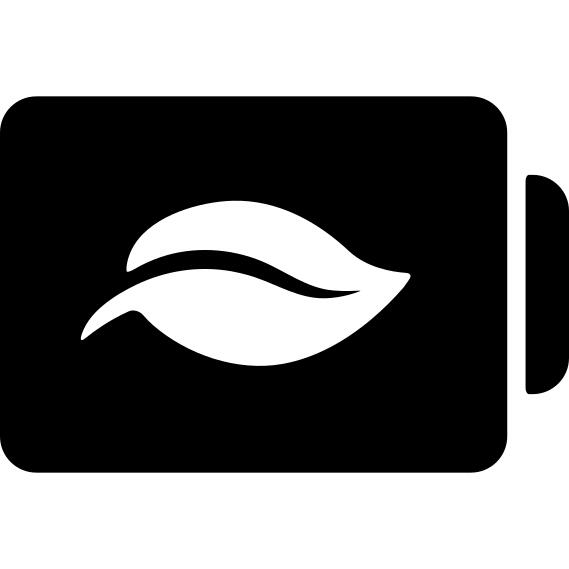 Battery status symbol with a leaf