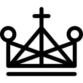 Crown made of triangle outlines with cross and small circles