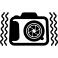 Photo camera with vibrant lines at sides