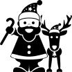 Santa Claus standing with a reindeer