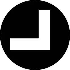 Right down angle arrow in filled circular button