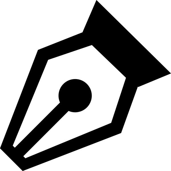 Pen point tool in diagonal position for writing interface symbol