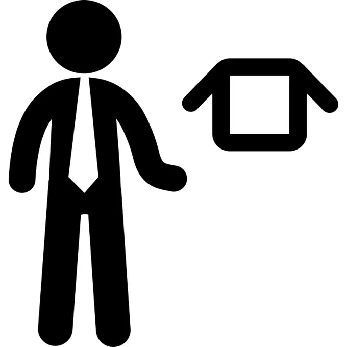 Businessman standing with an open box