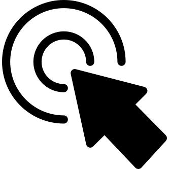 Arrow pointing the center of a circular button of two concentric circles