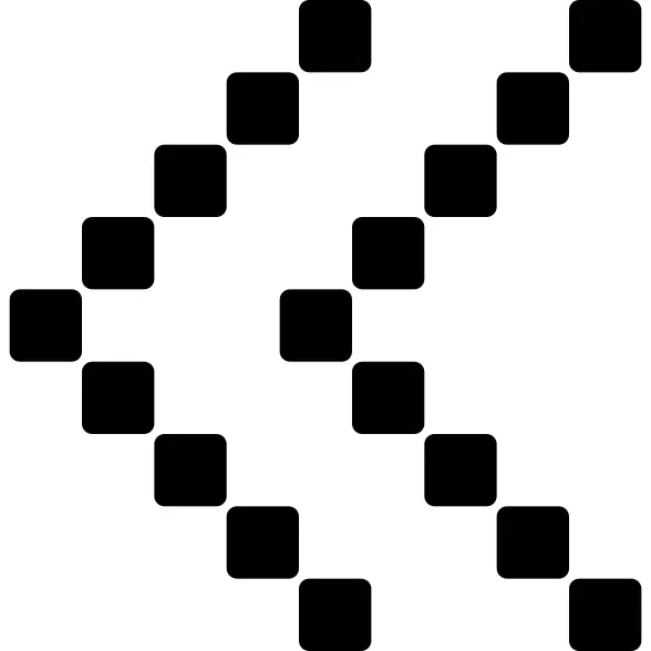 Double left arrowheads of small squares lines