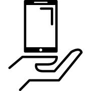 Open hand outline holding cellphone