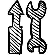 Screwdriver and double wrench hand drawn construction tools