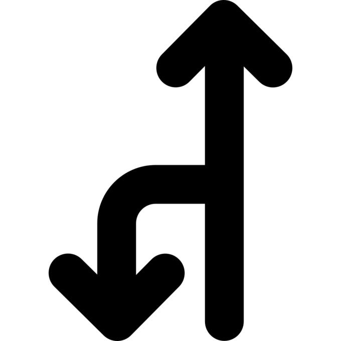 Two arrows united in one pointing up and down
