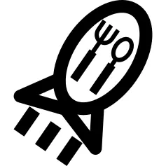 用勺子和叉子的餐厅火箭