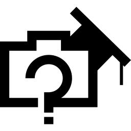 Photo camera with question mark and academic hat
