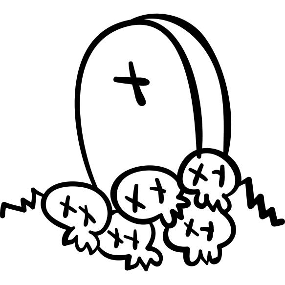 Halloween tomb with skulls stack
