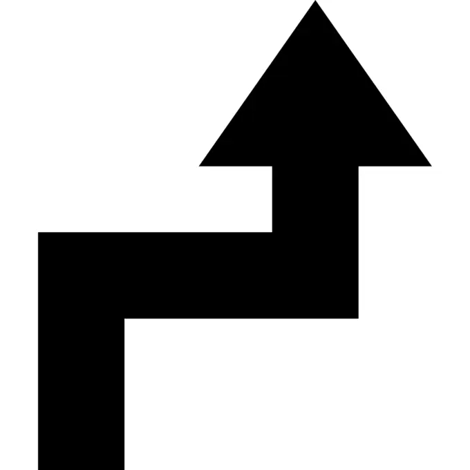 Up arrow of irregular zig zag line