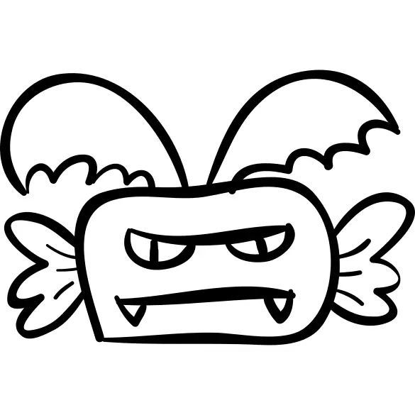 Halloween monster candy with horns and wings