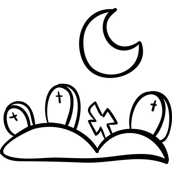 Halloween night cemetery outline