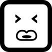 Emoticon square face with closed eyes and big lips