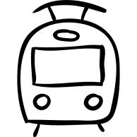 Train hand drawn outline frontal view