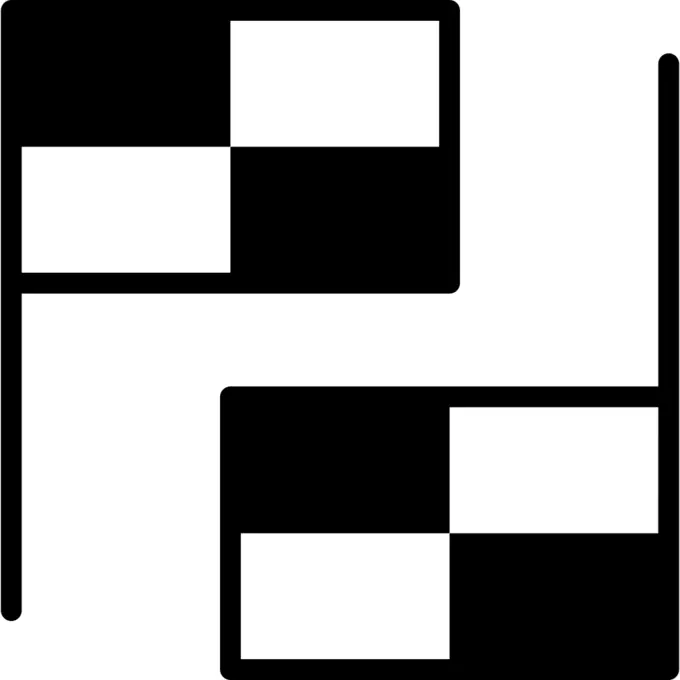 Two checkered sportive flags