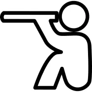 Man outline with hand forming table