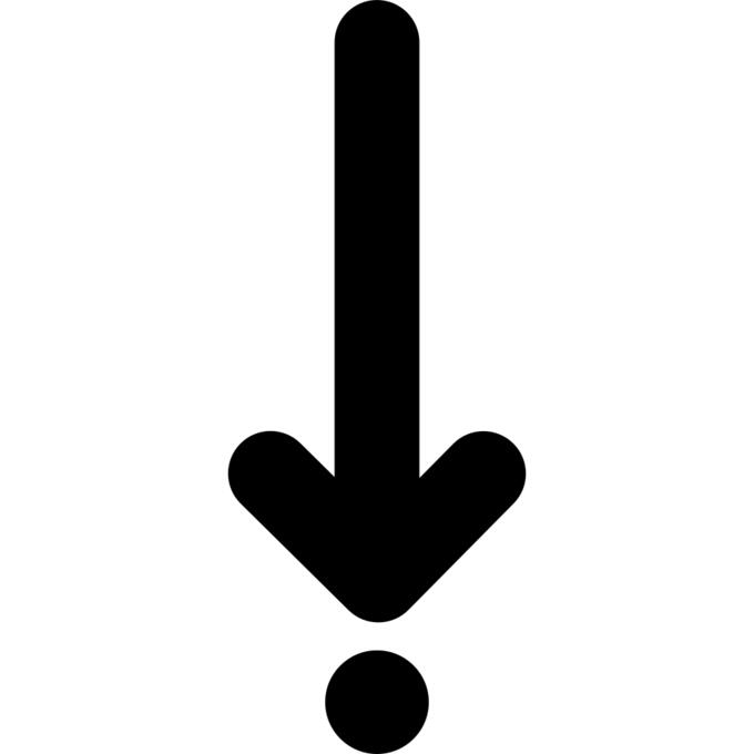 Down straight arrow pointing to a dot