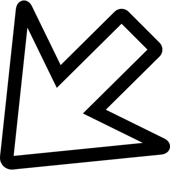 Arrow outline pointing to left down