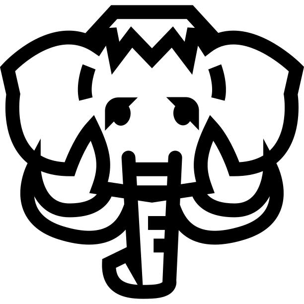 Elephant head frontal outline with big horns