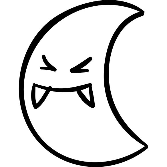 Moon Halloween face with fangs