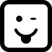 Winking emoticon with tongue out of mouth and square face shape