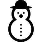 Snowman of rounded shape with rounded hat