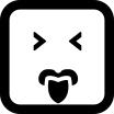 Emoticon square face with closed eyes and tongue out