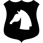 Horse head on a shield