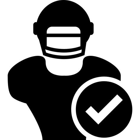 Rugby player close up with a verification mark