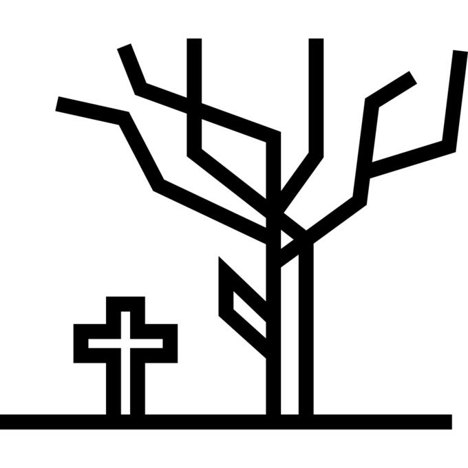 Halloween tree and tomb cross