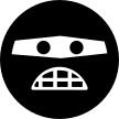 Emoticon rounded square criminal face with covered eyes with a mask