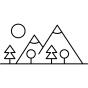 Mountain side with trees made up different shapes