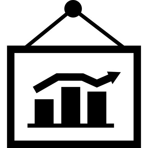 Statistics bars graphic hanging of a nail