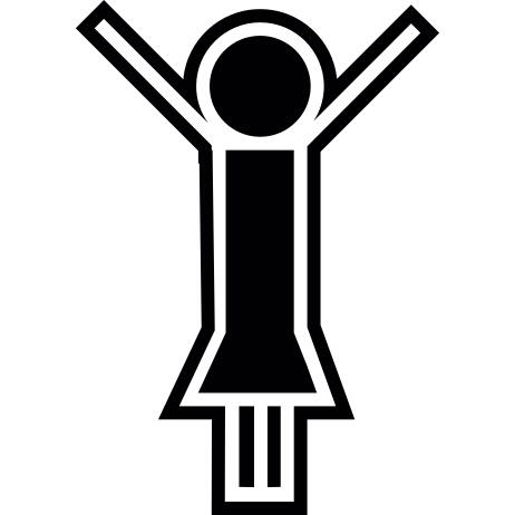 Woman with arms raised up