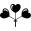 Three tied hearts balloons