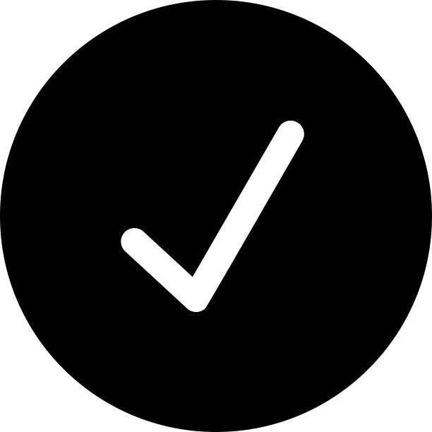 Verify circular black button symbol