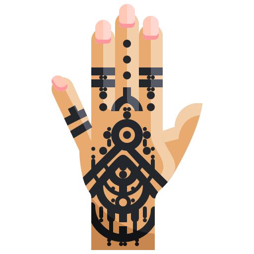 Henna painted hand