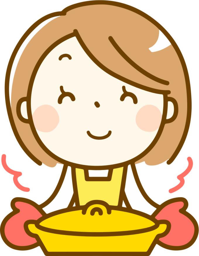 Lady with hot dinner dish