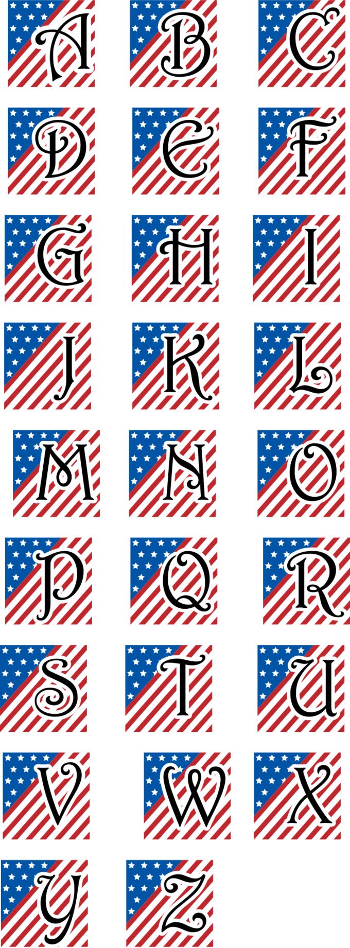 Patriotic alphabet vector image