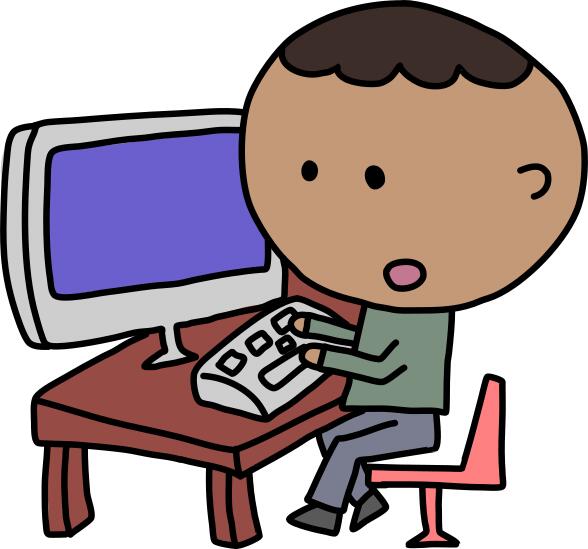 African man and computer